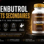 Illustration premium représentant Clenbutrol avec un guide sur les effets secondaires et les précautions d'utilisation.